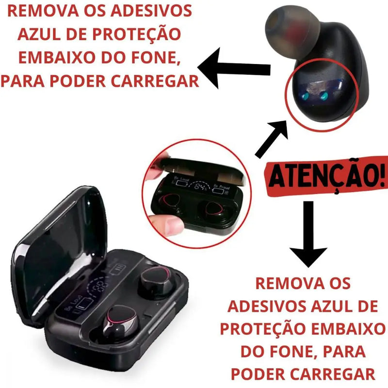 Fone De Ouvido Bluetooth 5.1 M10 Sem Fio Com Pod Carregador